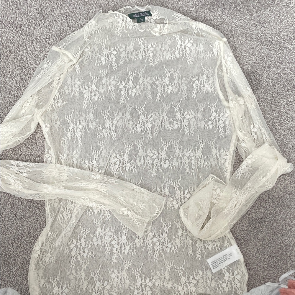 Wild fable Women's Cream Lace Top